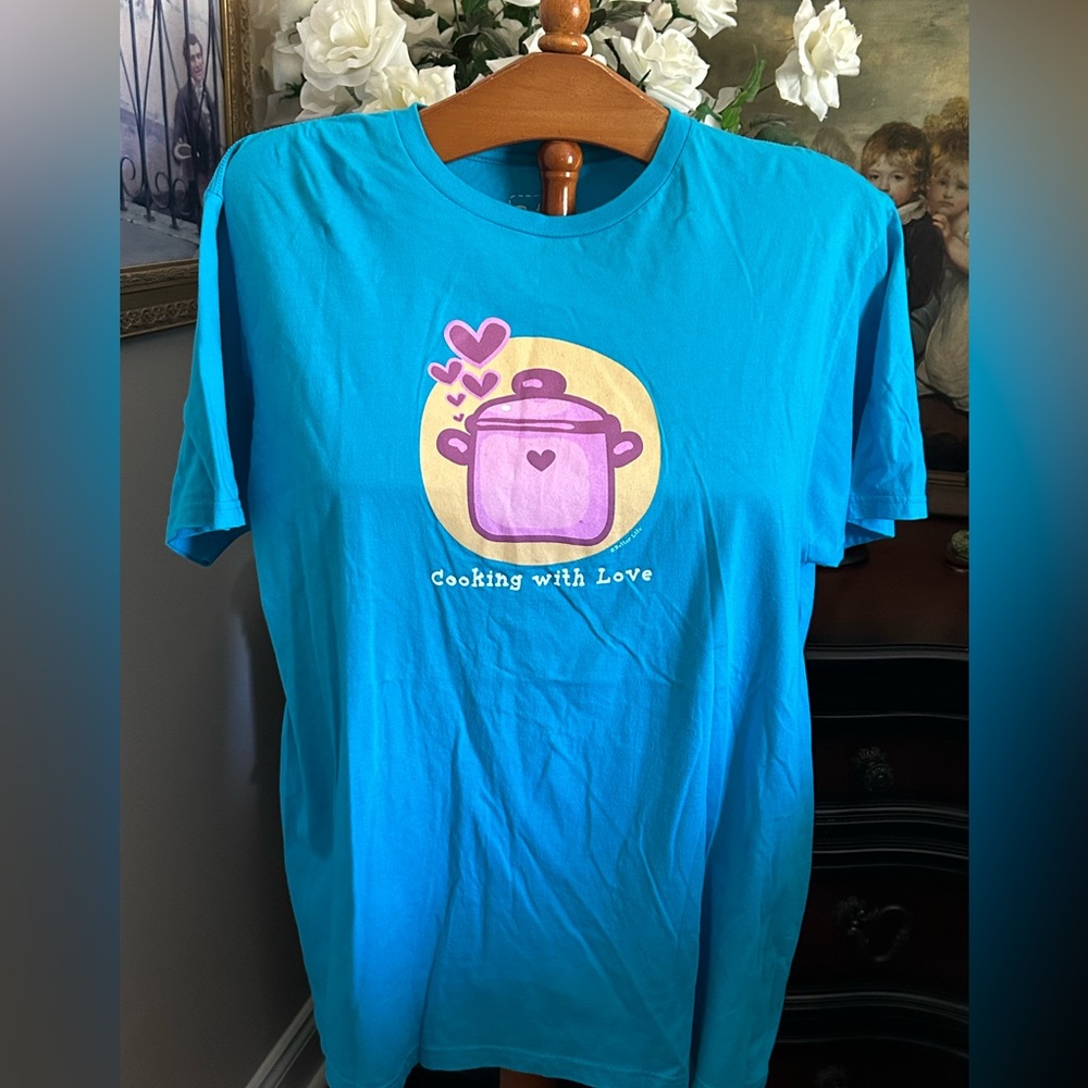 Blue Cooking with Love  Women’s Cotton T-Shirt Tee Sz XL